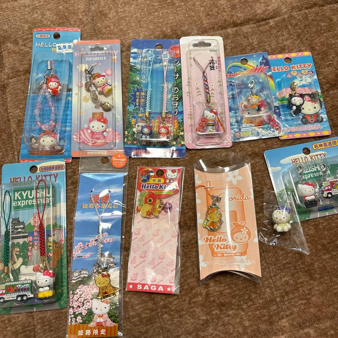 ハローキティ ストラップ 1２個セット ハローキティ こうのとりキティ 根付けストラップ ピンク＆ブルー