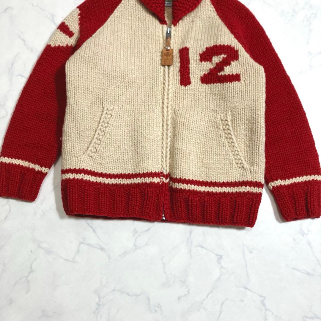 良品✨カナディアンセーター カウチンニット バイカラー アイス