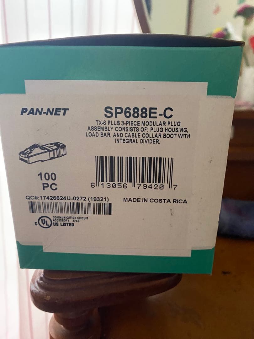 PAN-NET SP688E-C RJ45コネクタ 100個入り新品 PANDUIT（パンドウイット） SP688E-C Cat6 UTP モジュラープラグ