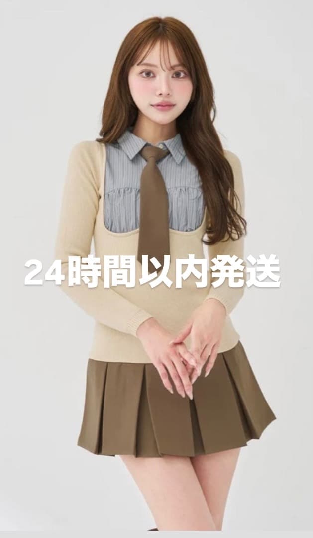 ダーリッチ Darich ネクタイシャツドッキングニットミニワンピース