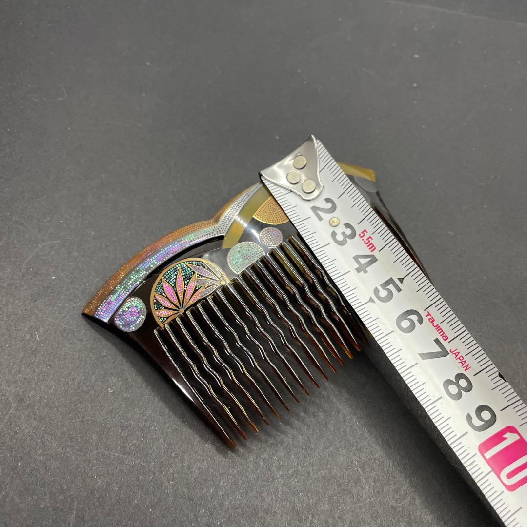 042螺旋 鼈甲製 和風デザイン コーム 専用ケース付き