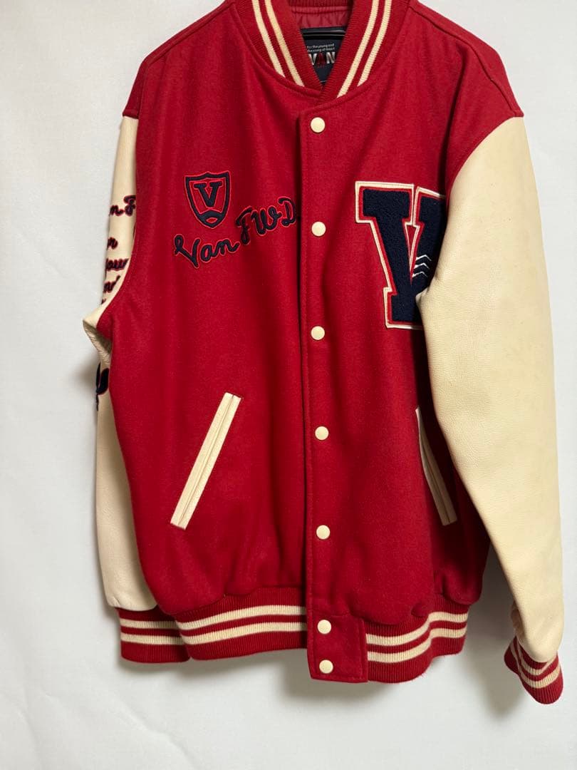 VAN JACKET スタジャン セミデコ 袖レザー アーチロゴ LL - メルカリ