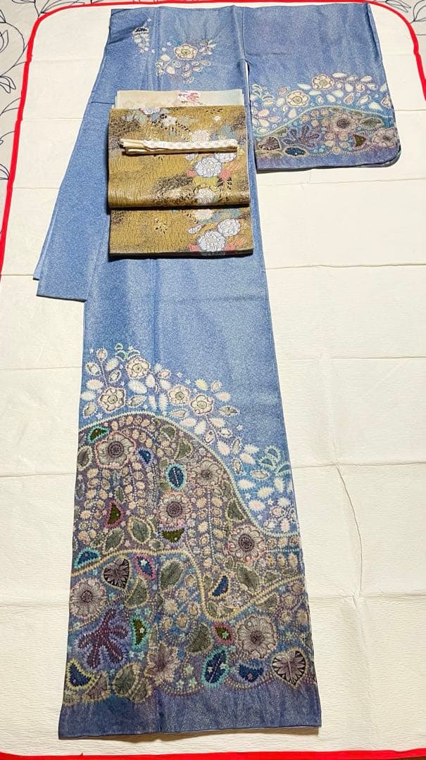 訪問着フルセット　辻ヶ花　作家　落款　絞り　銀通し　ふくれ帯　しつけ糸付 銀通し辻ヶ花訪問着（新品未使用） 辻ヶ花訪問着 銀