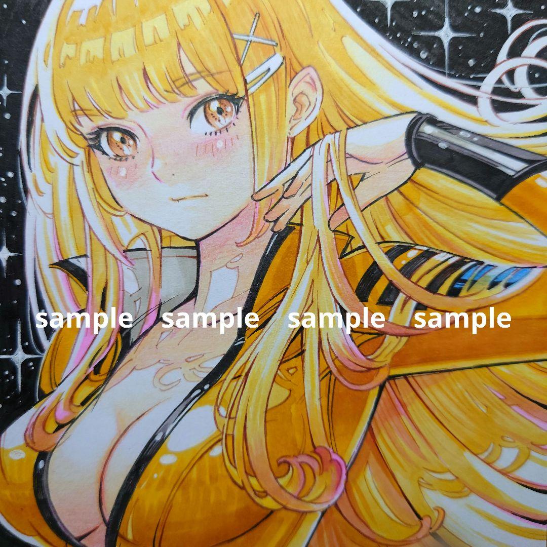 手描きイラスト 292】ファンアートアナログ原画色紙「宇宙の彼方に