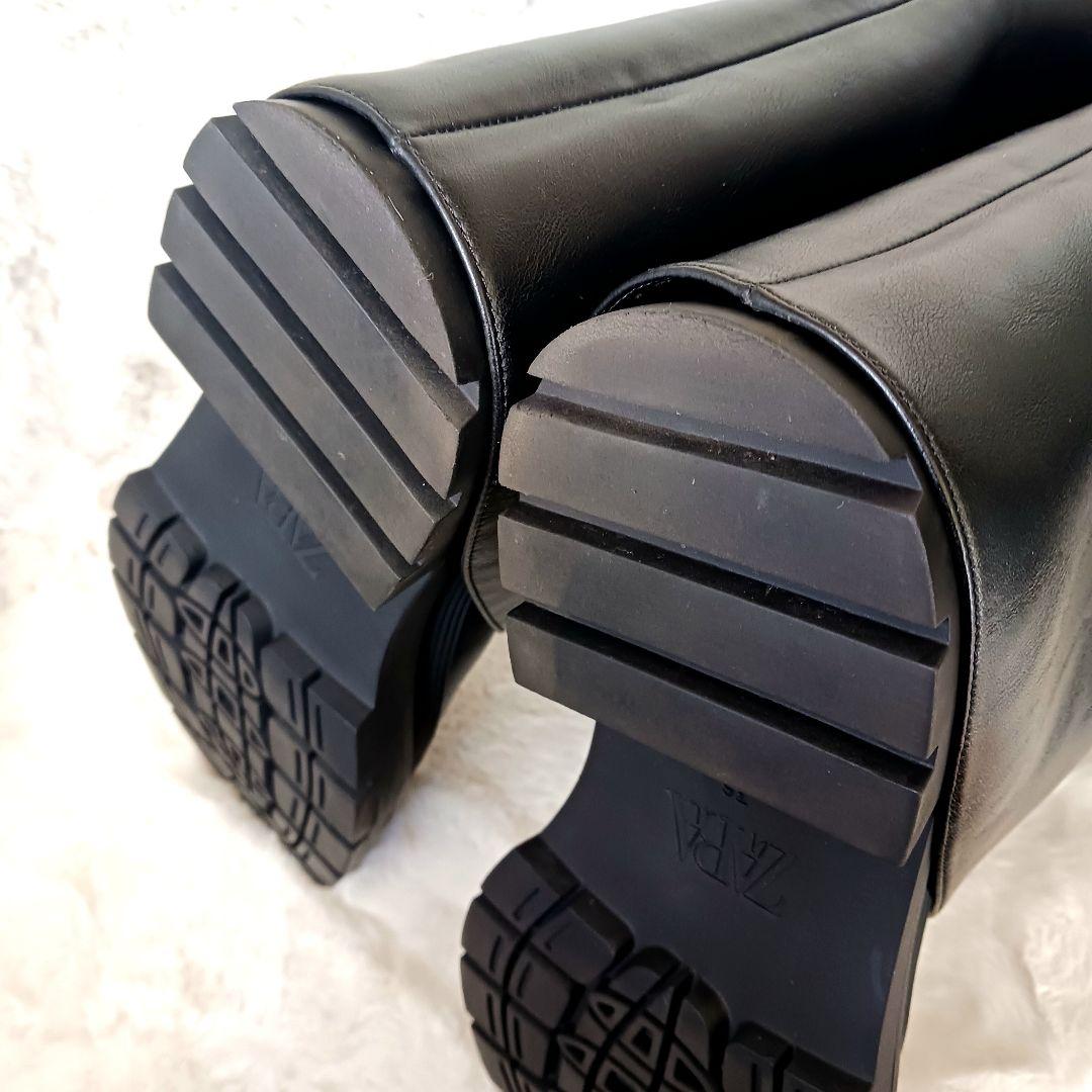 未使用 ザラ ニーハイゲートルロングブーツ 2024年モデル 23.5㎝ 黒