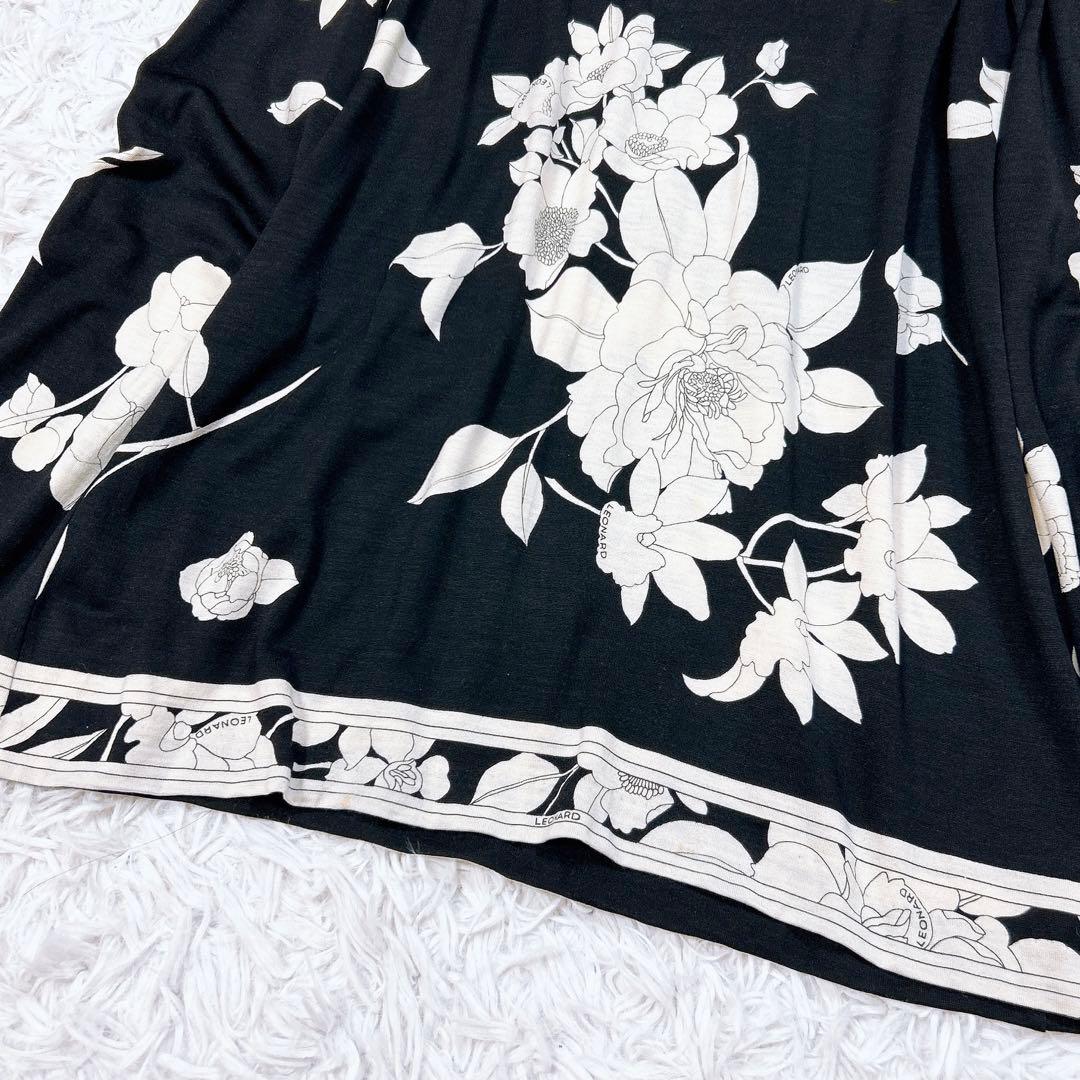 美品 LEONARD レオナール 長袖 花柄 ブラウス カットソー トップス L