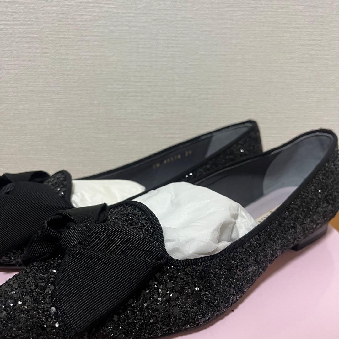 DIANA ダイアナグログランリボンオペラシューズフラットシューズ24.5