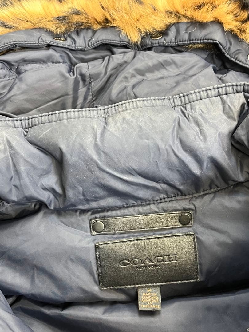 COACH コーチ レザー切り替え ダウンジャケット 紺 M メンズ - メルカリ