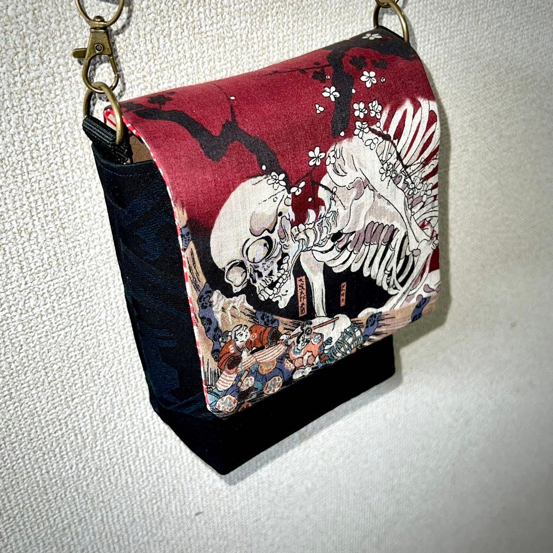 一点もの/相馬の古内裏＊がしゃどくろ＊ショルダーバッグ赤/浮世絵