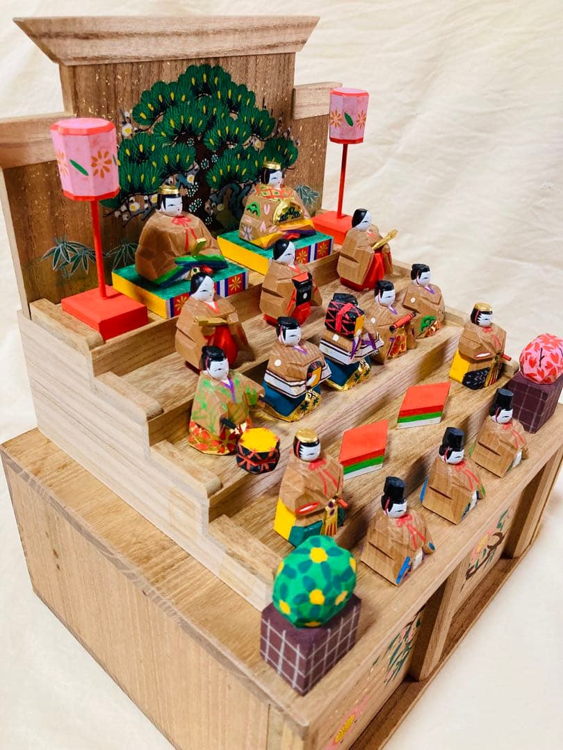 高橋神泉 奈良一刀彫 15人揃い 段飾り ひな祭り 川口神泉 雛段の通販