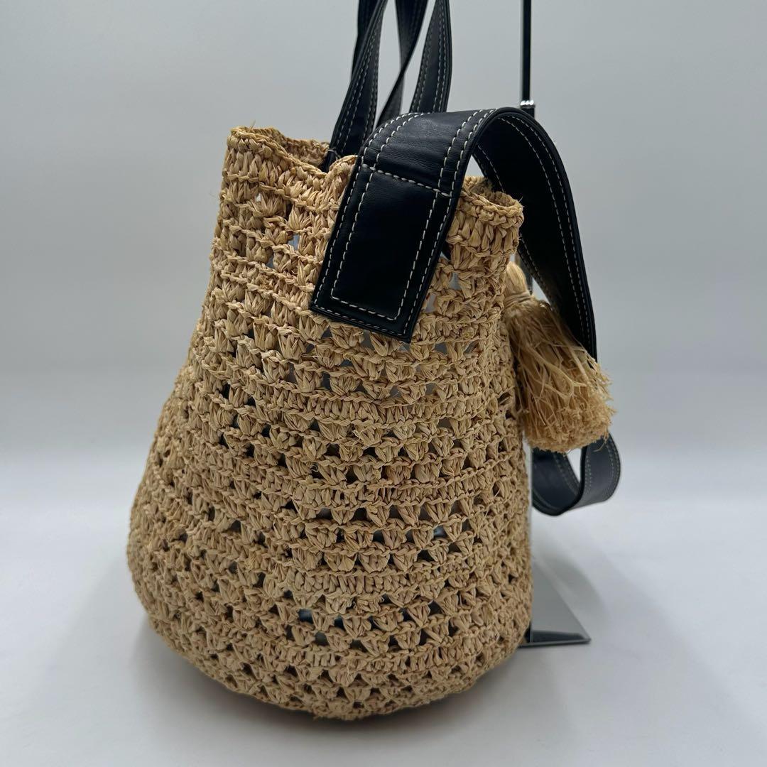 極美品 現行 ステラマッカートニー ラフィア カゴバッグ ロゴ