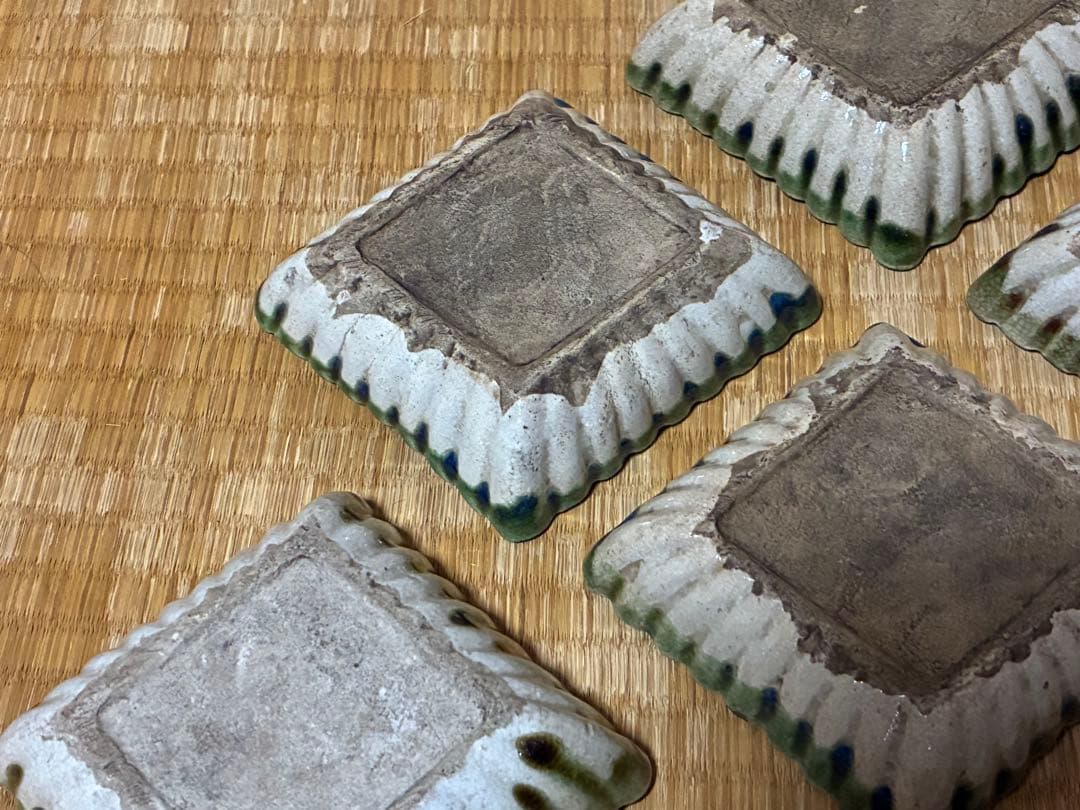 古織部 古い 陶器 菱形 小皿 盛皿 五枚 箱付 時代物 - メルカリ