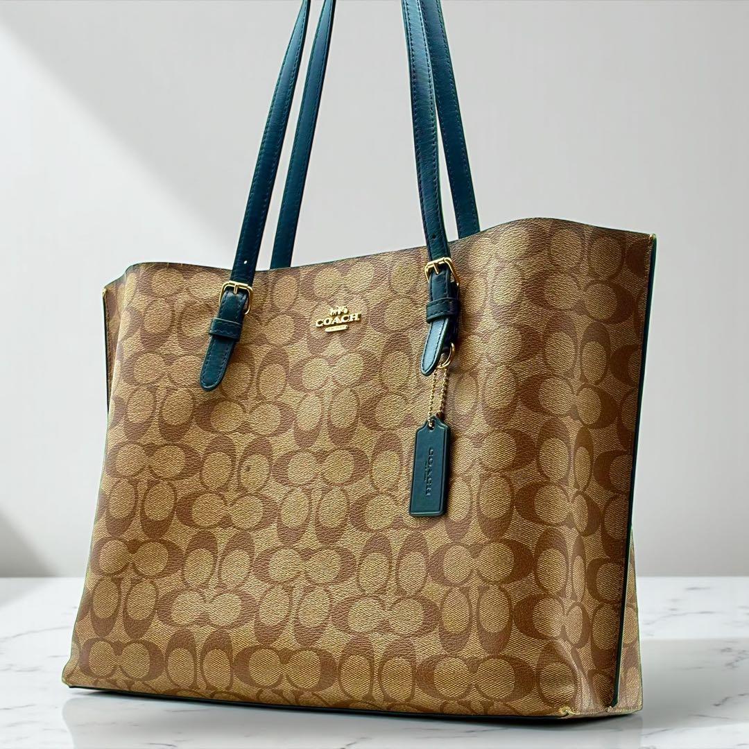 COACH コーチ シグネチャー トートバッグ A4収納可能 肩掛け PVC