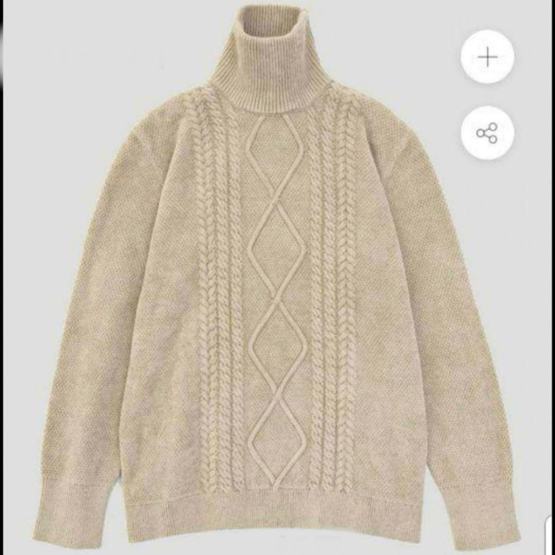 abyts 佐藤健 ベージュ タートルネック ケーブルニットセーター サイズ