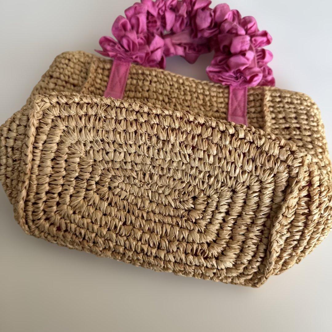 LUDLOW ラドロー グレープハンドル ラフィア かごバッグ ピンク - メルカリ