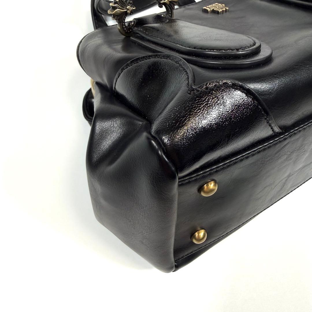 未使用に近い】アナスイ ハンドバッグ 2way がま口 ディディオン 黒