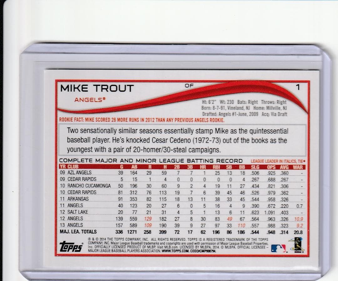 2014 Topps SSP マイク・トラウトGATORADE イメージ