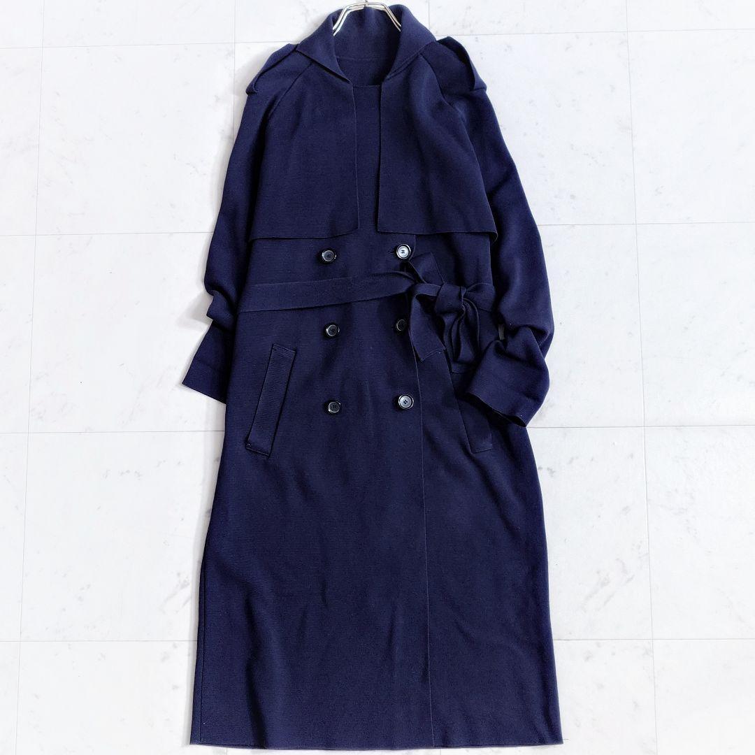 美品✨定価5.9万 アナイ ANAYI ミラノリブトレンチコート ネイビー 綿