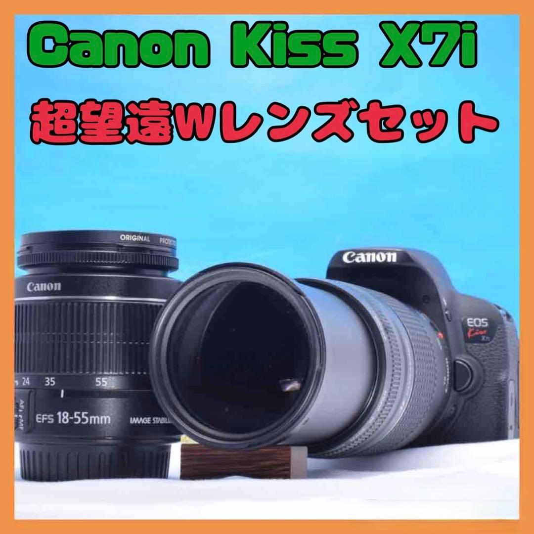 ✨️超豪華セット✨️Canon Kiss X7i 超望遠ダブルレンズセット❣️ ❁新品級❁すぐ使える超望遠レンズセット Canon EOS Kiss X7 キャノン