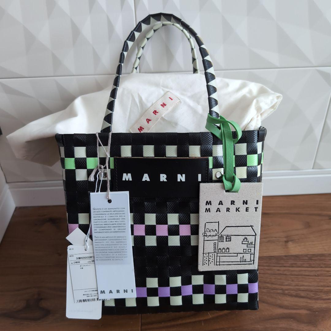 MARNI MARKET かごバッグ 中型 チェック柄 MARNI チェック柄 かごバッグ 中型 - メルカリ