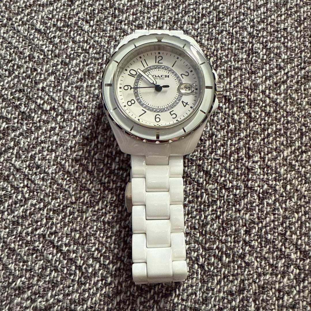 COACH コーチ プレストン ホワイトセラミック 腕時計 スワロフスキー コーチ COACH PRESTON プレストン （ホワイト） - ファッション通販
