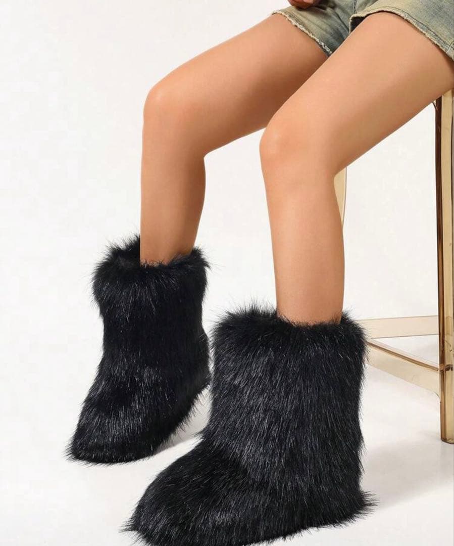 ファーブーツ 黒opium海外ストリートy2k ギャル - メルカリ