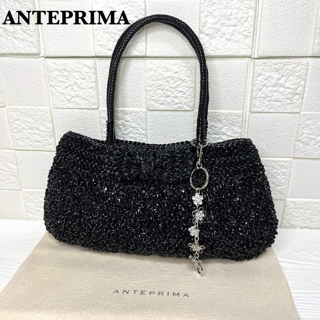 ✨極美品✨☘️ANTEPRIMA☘️✨ハンドバッグ✨ワイヤーバッグ✨リボン編み込み✨ ✨極美品✨ANTEPRIMA アンテプリマ ワイヤーバッグ ステッラホワイト