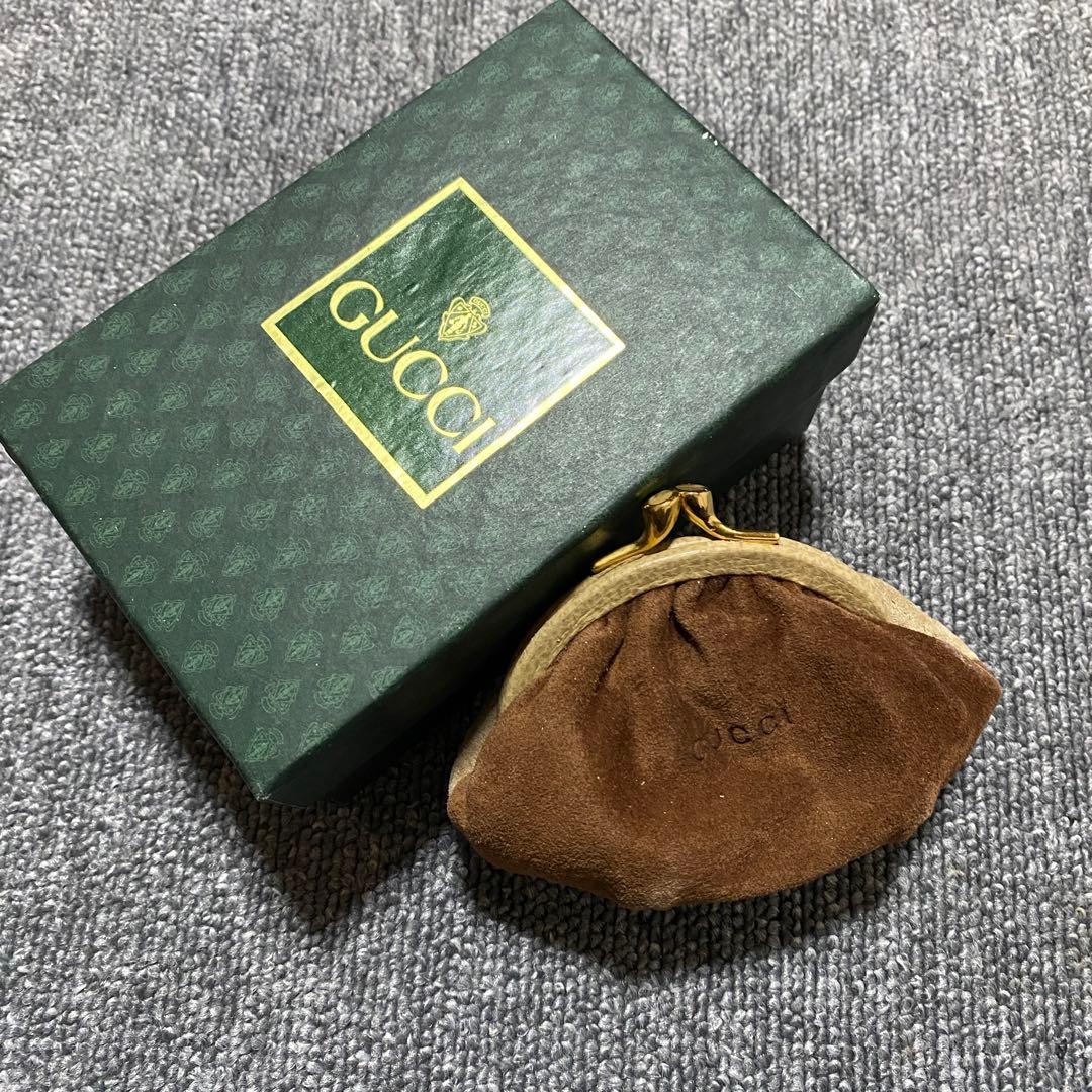 オールドグッチ GUCCI スエード バイカラー がま口 コインケース