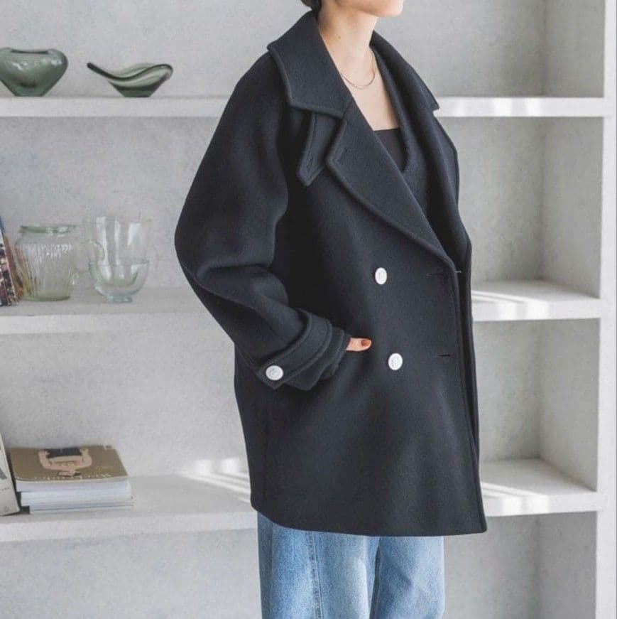 apart by スーパー100 2WAYコートグレーアパートバイ　ブラック セール】スーパー100 2WAYコート（ピーコート）｜A part by（アパート