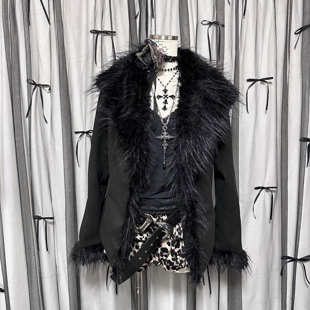 ダークコア ホラゲ服 ファー付きアウター フェアリーグランジ 平成