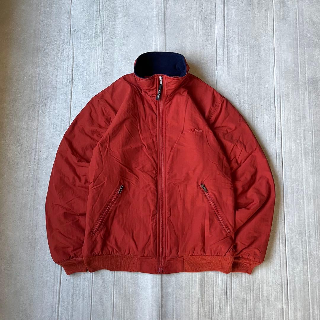 90s L.L.Bean ウォームアップジャケット 裏フリース オレンジ S