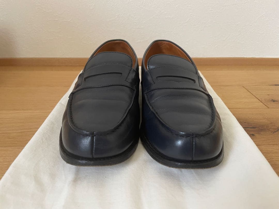 JM WESTON ネイビー レザー ローファー フラットシューズ 25cm