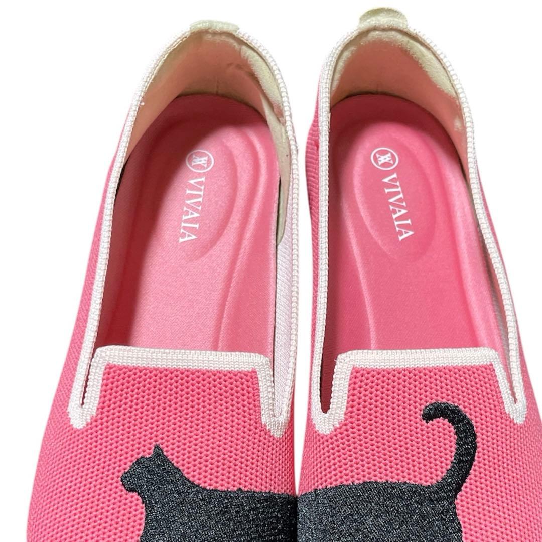 VIVAIA☆ネコ柄フラットシューズ☆ピンク☆24.5cm - メルカリ