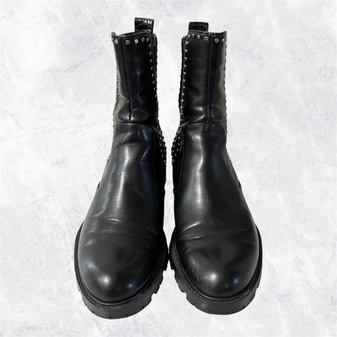 ZARA サイドゴアブーツ 黒 レザー スタッズ付 26.0cm - メルカリ