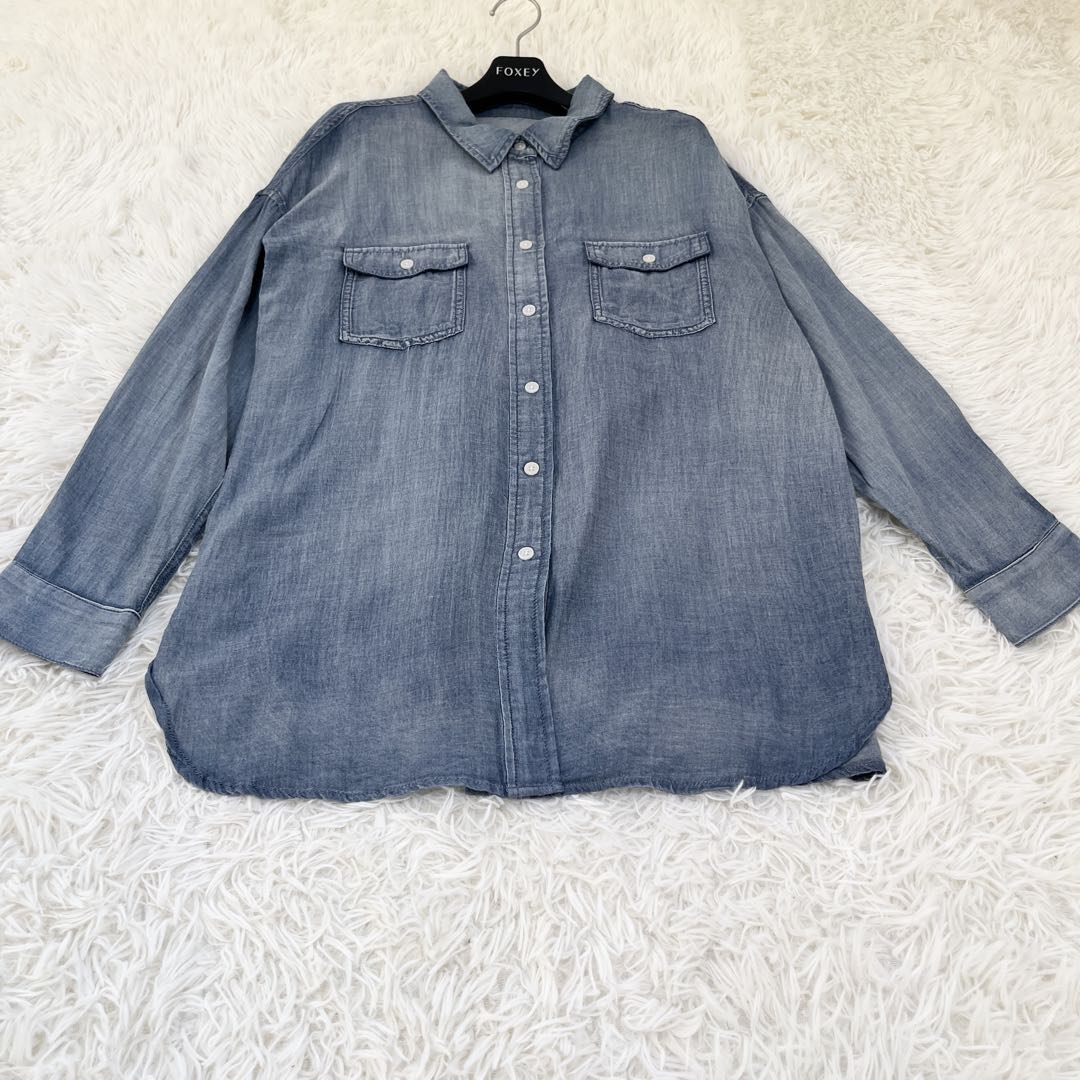 ビアズリー 《FRIPIER》シフォンデニムシャツ　Fサイズ