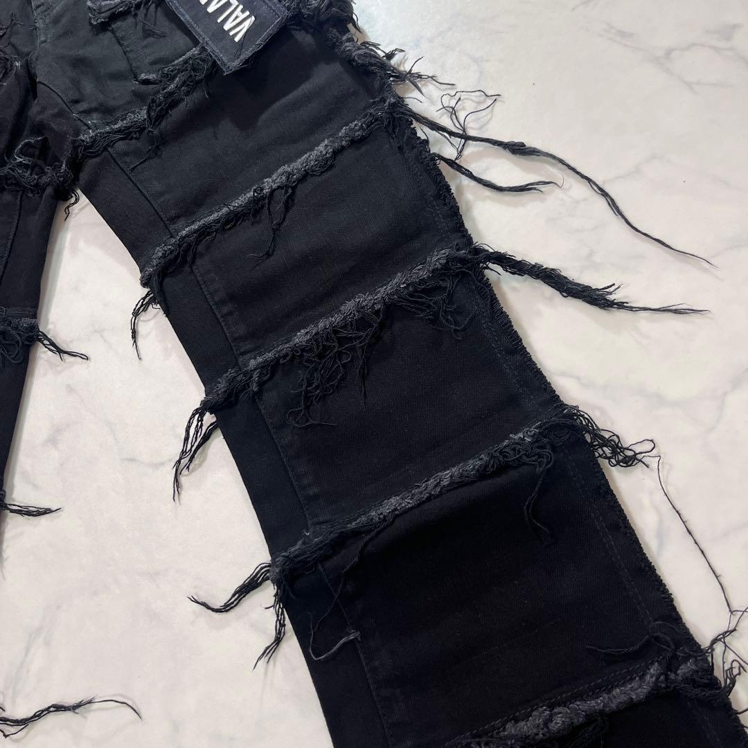 valabasas バラバサス スタックフレアダメージデニム ブラック 新品 M
