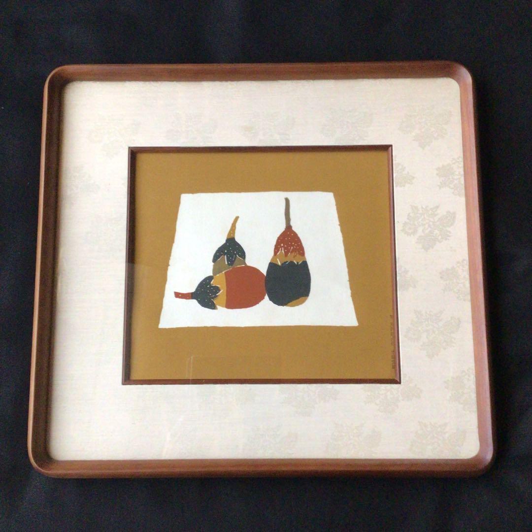 No.136 人間国宝　芹沢銈介　型絵染　【茄子】　求龍堂刷　写 No.136 人間国宝 芹沢銈介 型絵染 【茄子】 求龍堂刷 写 - メルカリ