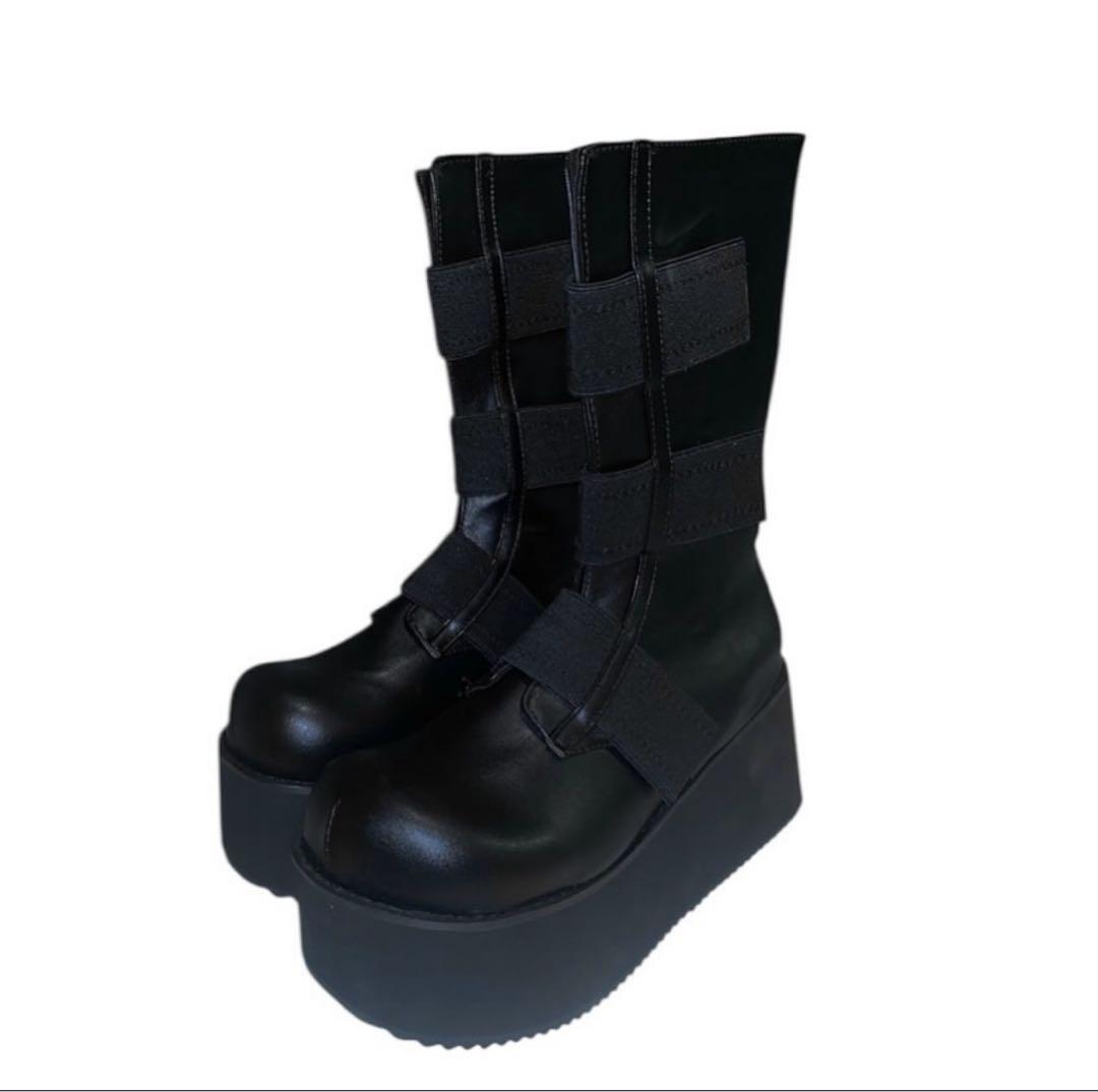 KOJI KUGA似同型 バーコード 厚底ベルクロブーツ - メルカリ