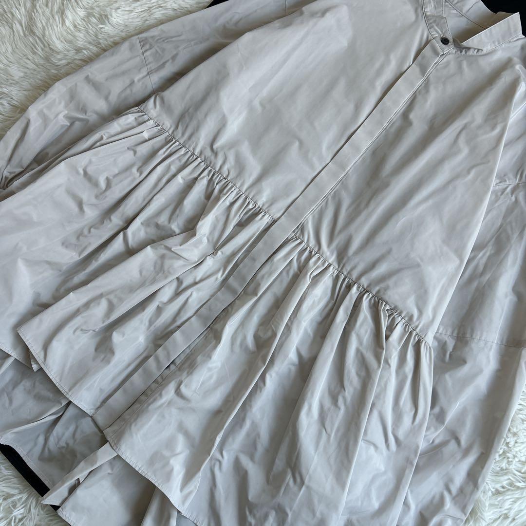 美品✨ルフィル ライトタフタギャザーブラウス バンドカラー シャツ
