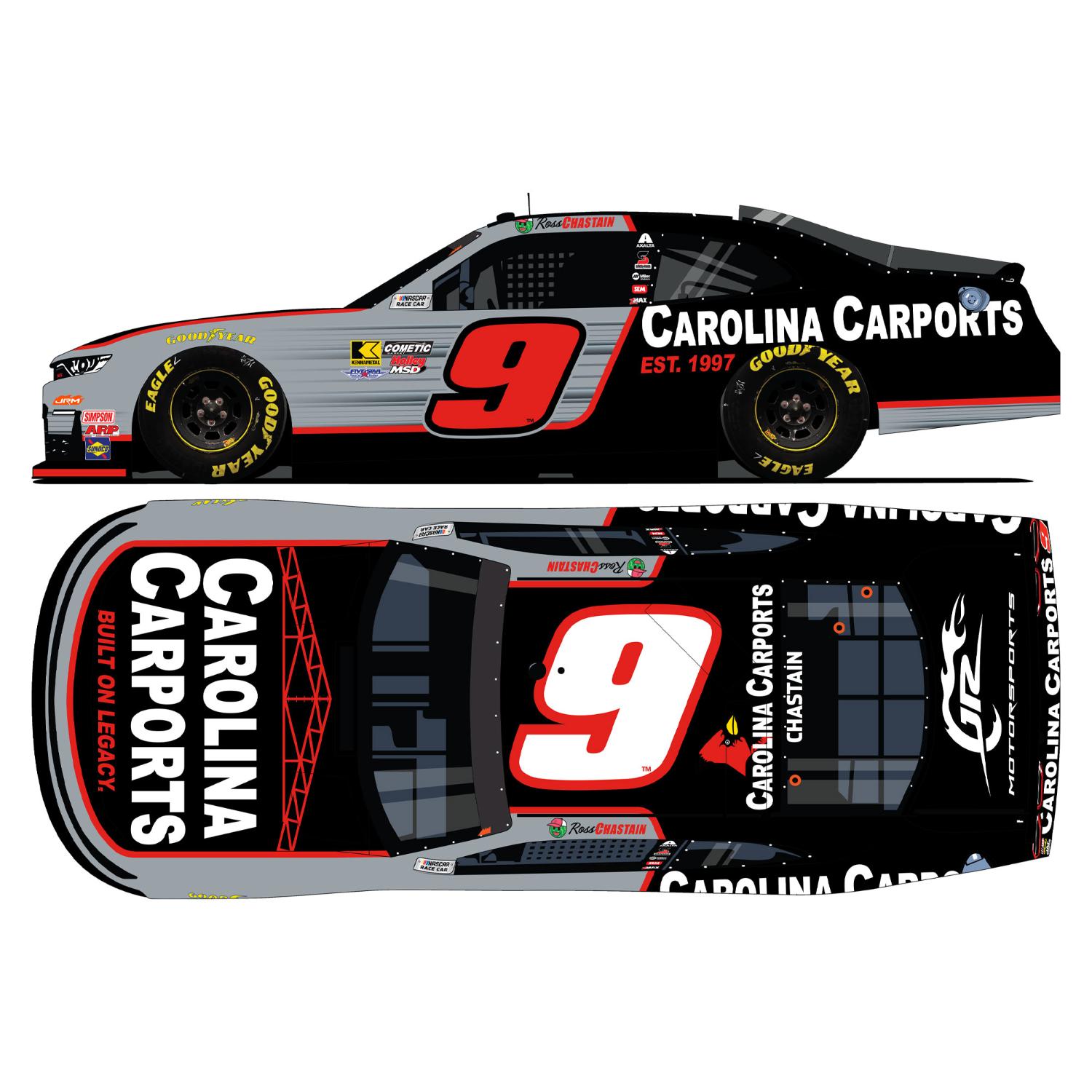 Ross Chastain #9 2026 Carolina Carports 1:64 Hard Top Die-Cast