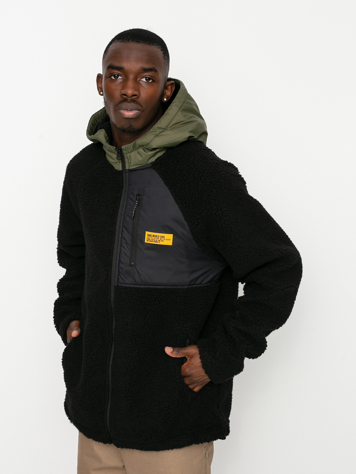 Vans World Code Sherpa FZ Sweatshirt - black (black/grape leaf)