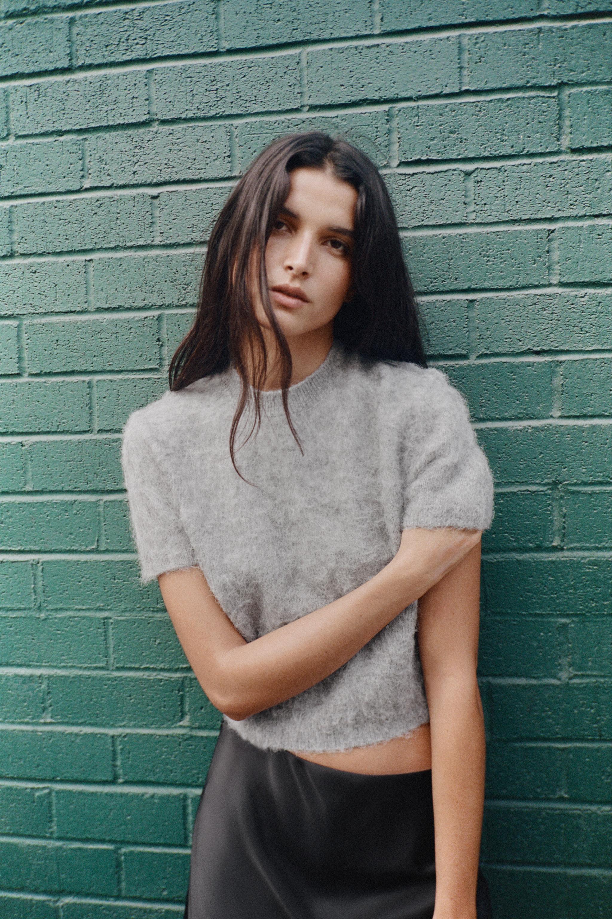 SHORT SLEEVE KNIT SWEATER - Gray | ZARA United States