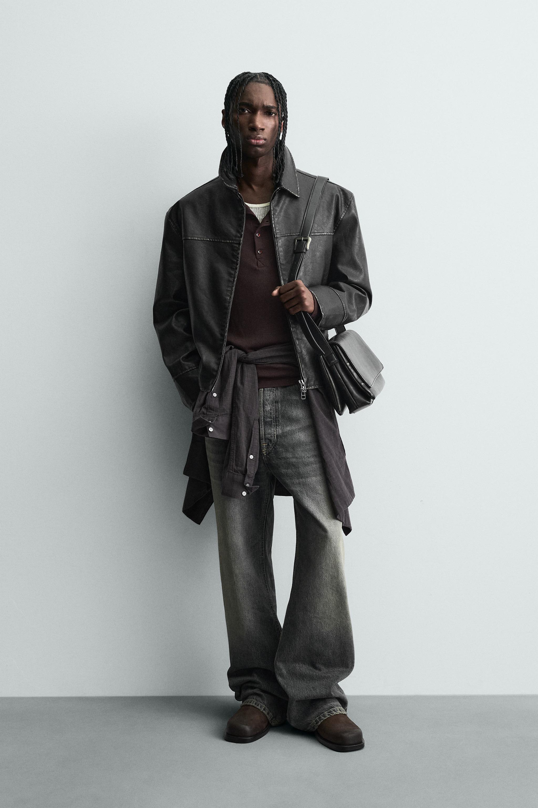 ウォッシュド フェイクレザー ジャケット - ブラウン | ZARA Japan / 日本