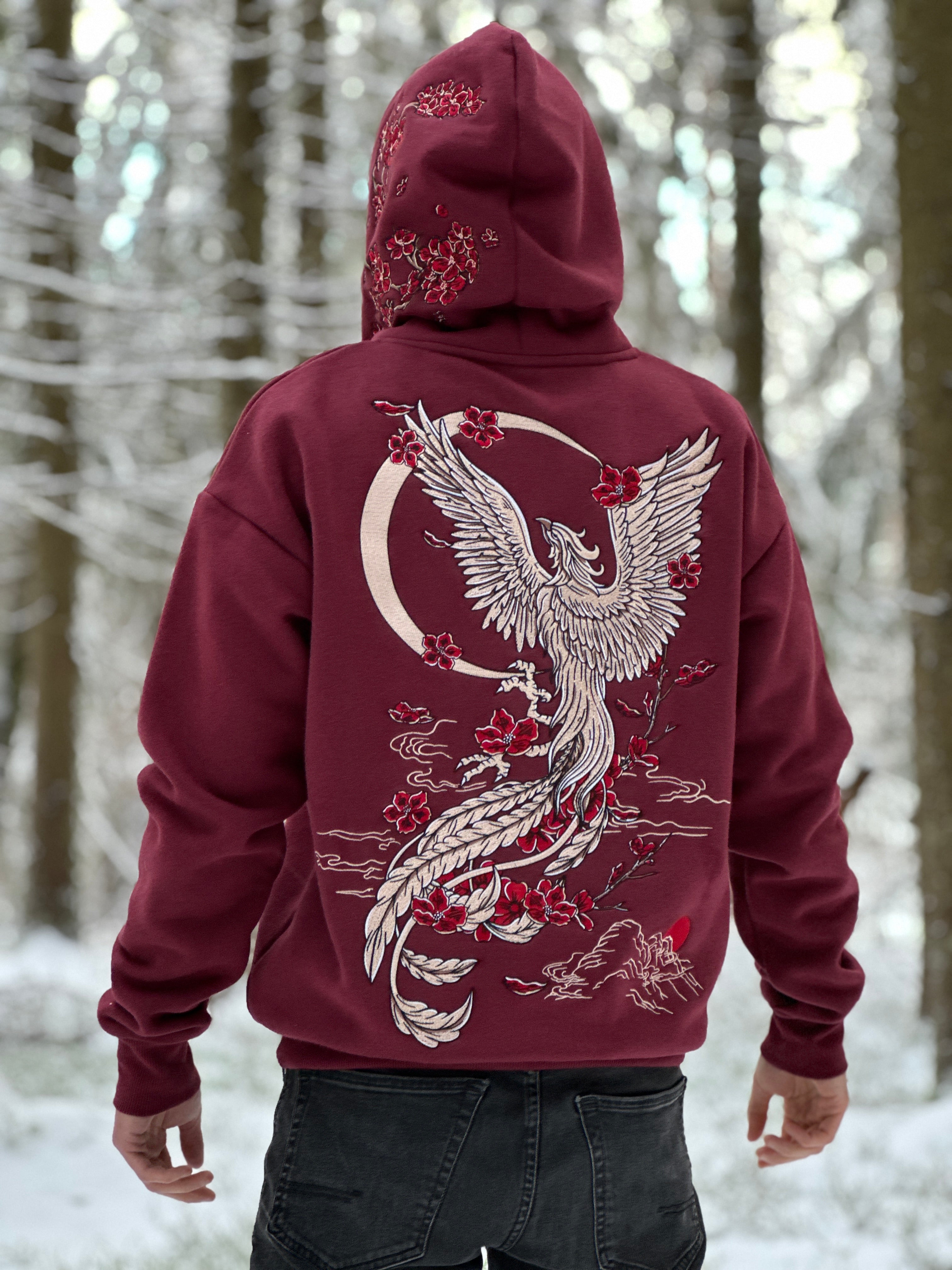 Heavy Embroidery White Gold Phoenix Hoodie 400GSM – streetzen