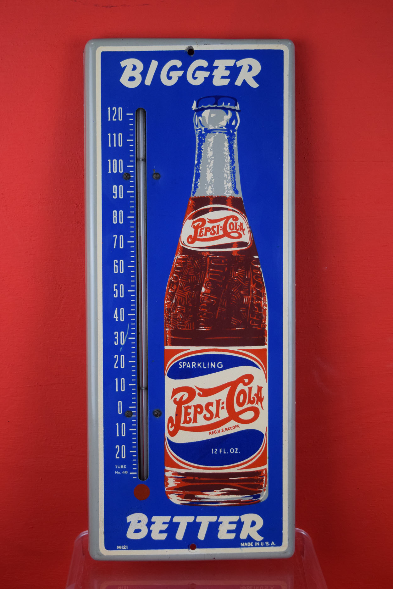 Rare Pepsi Cola Double Dot Bottle Thermometer Bigger Better