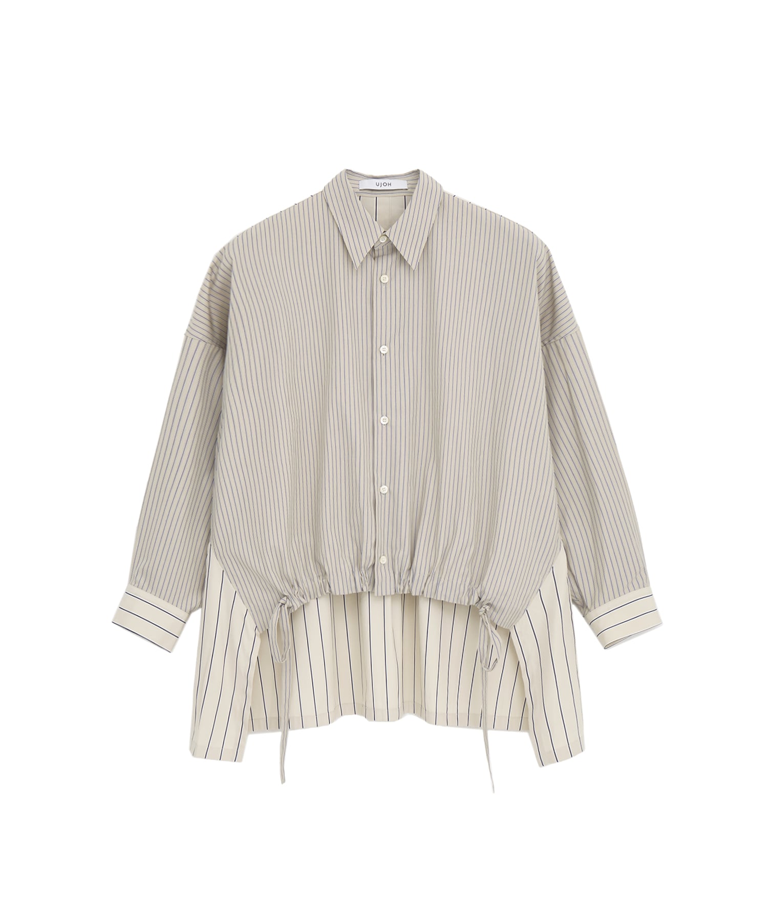 別注ドローコードストライプシャツ(2 BEIGE): UJOH: WOMENS｜ STUDIOUS