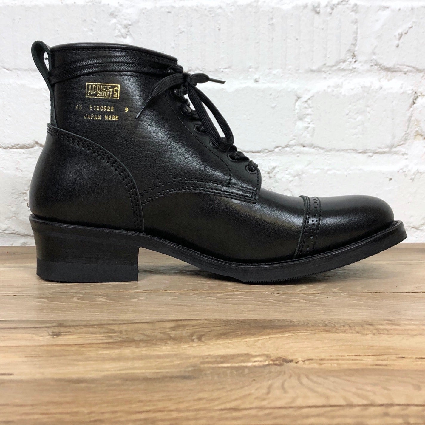 black horsehide cap toe lace-up boots | addict clothes x stuf|f
