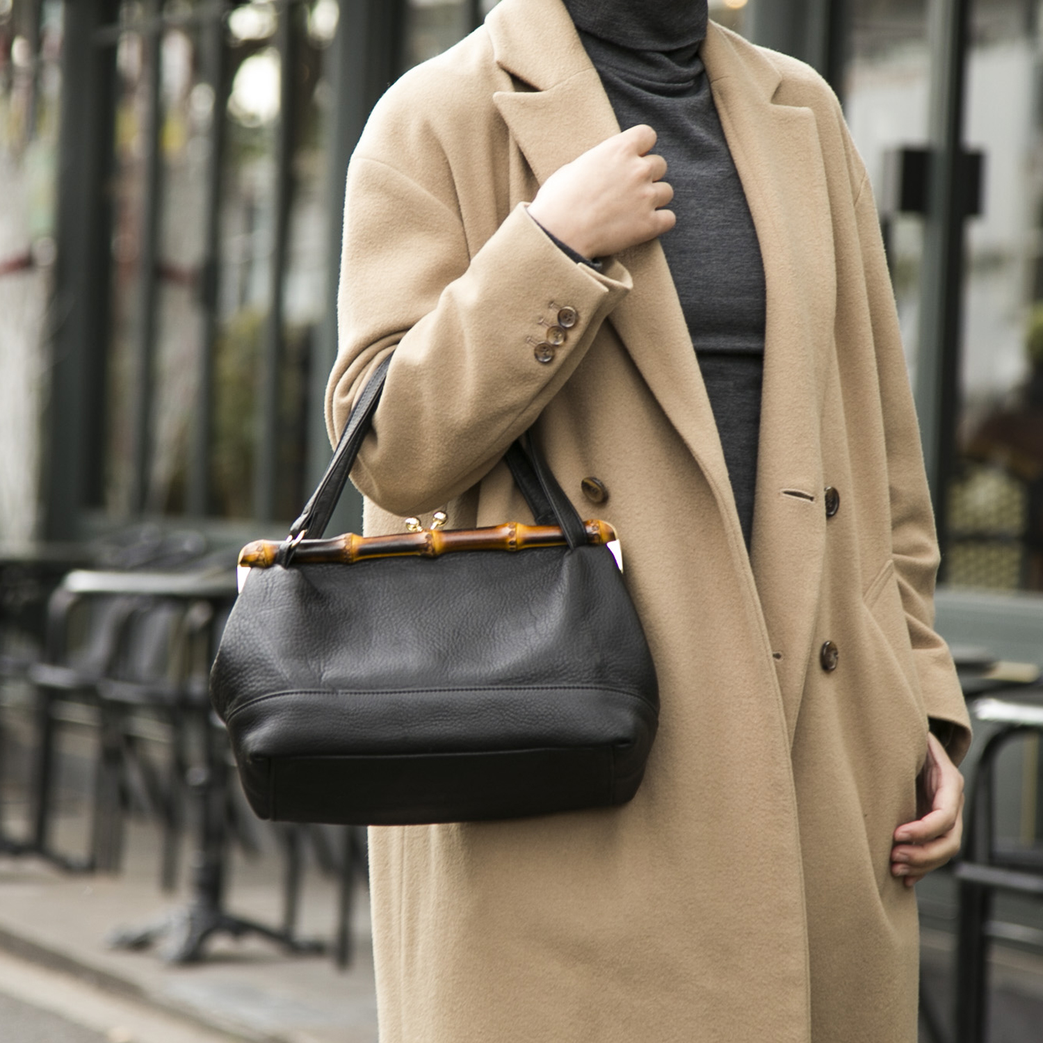 POMTATA/バンブーガマグチ ハンドバッグ -お出掛けには、バンブー