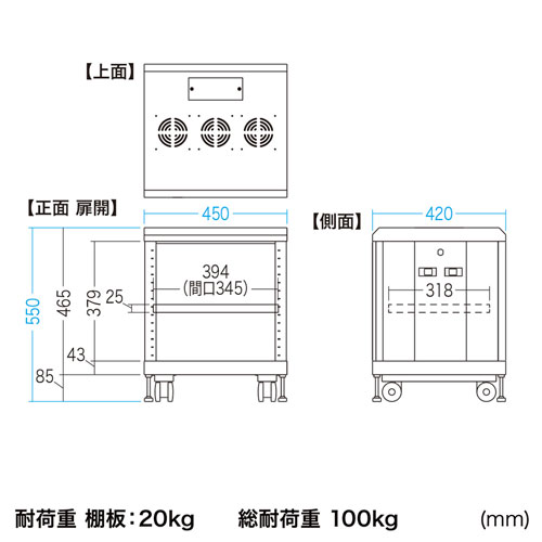 マルチ収納ラック(メッシュパネル・鍵付き・H550) サンワサプライ CP