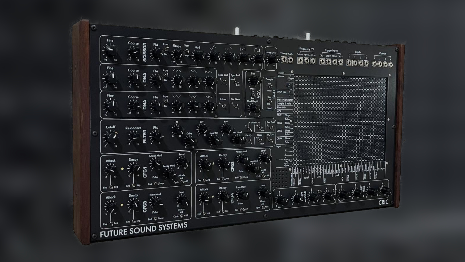 Future Sound Systems CRIC, desktop pin matrix analog Synthesizer
